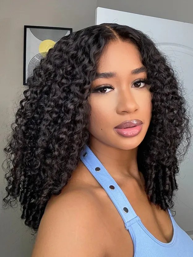 Nina Burmese Curly 360 Full Lace Frontal Wigs Pre Plucked Bleached Knots with Drawstring Glueless Wigs