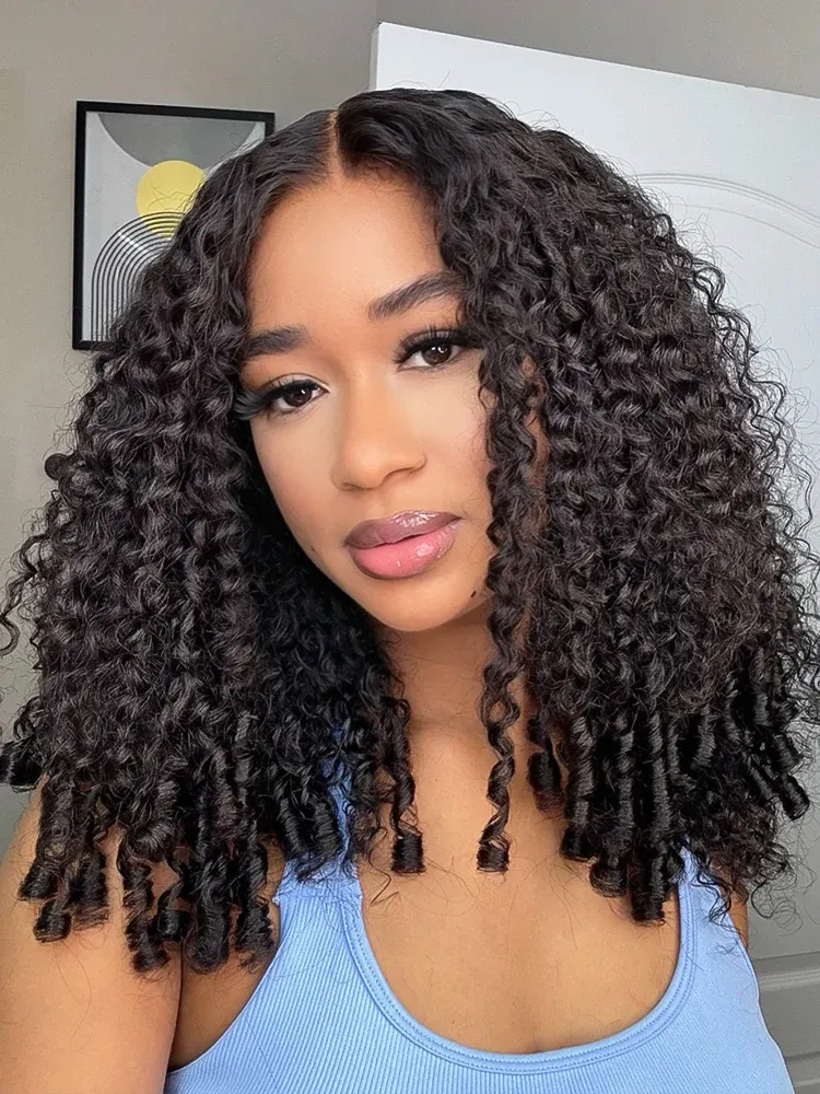 Nina Burmese Curly 360 Full Lace Frontal Wigs Pre Plucked Bleached Knots with Drawstring Glueless Wigs