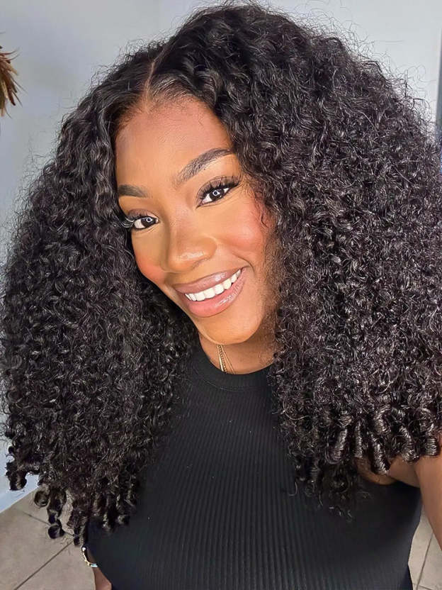 Nina Burmese Curly 360 Full Lace Frontal Wigs Pre Plucked Bleached Knots with Drawstring Glueless Wigs