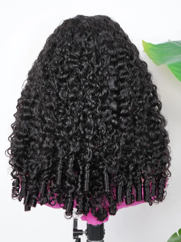 Nina Burmese Curly 360 Full Lace Frontal Wigs Pre Plucked Bleached Knots with Drawstring Glueless Wigs