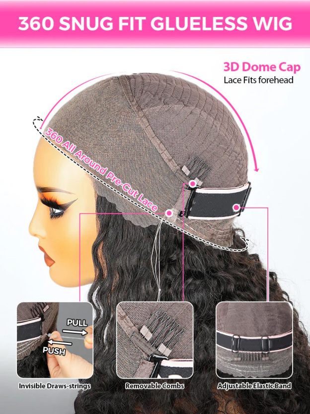 Nina Burmese Curly 360 Full Lace Frontal Wigs Pre Plucked Bleached Knots with Drawstring Glueless Wigs