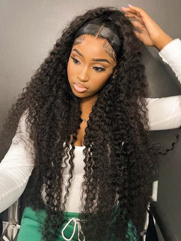 Paige 50Inch Deep Wave13x6 HD Lace front Wig Human Hair Glueless Wigs Pre Bleached Knots and Pre Plucked