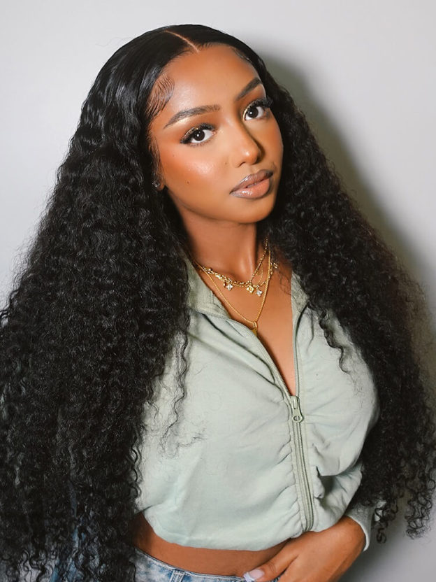 Rhea 50Inch Curly 13x6 HD Lace front Wig Human Hair Glueless Wigs Pre Bleached Knots and Pre Plucked