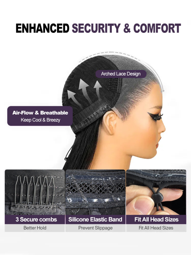 Lydia 13x6 Glueless Ready to Go Straight Wig With Drawstring 250% Pre Everything 13x4 Lace Front Human Hair Wigs 