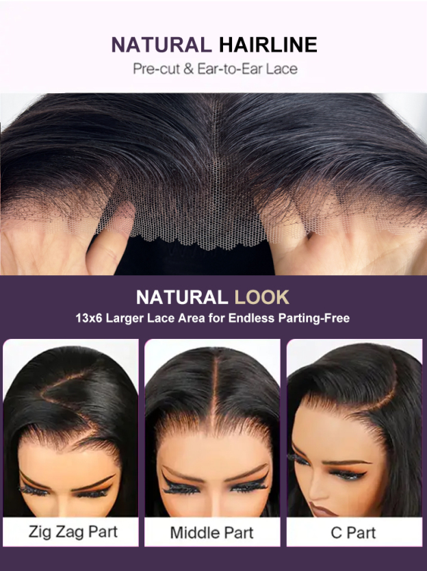 Lydia 13x6 Glueless Ready to Go Straight Wig With Drawstring 250% Pre Everything 13x4 Lace Front Human Hair Wigs 