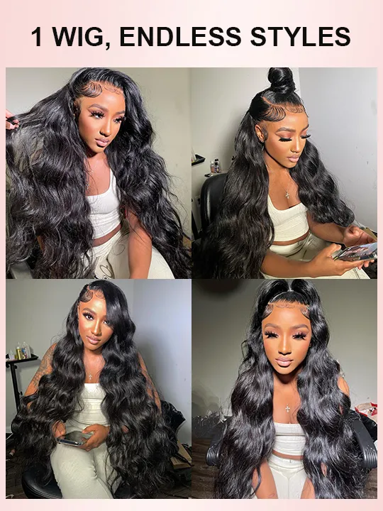 Tessa 50Inch Body Wave13x6 HD Lace front Wig Human Hair Glueless Wigs Pre Bleached Knots and Pre Plucked