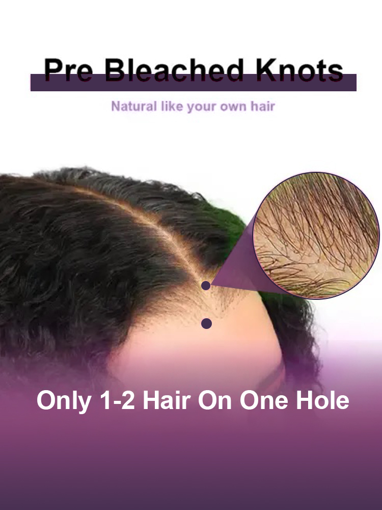 Willow Bleached Knots Glueless Water Wave 13x6 Lace Front Human Hair Wigs With Drawstring Pre Plucked