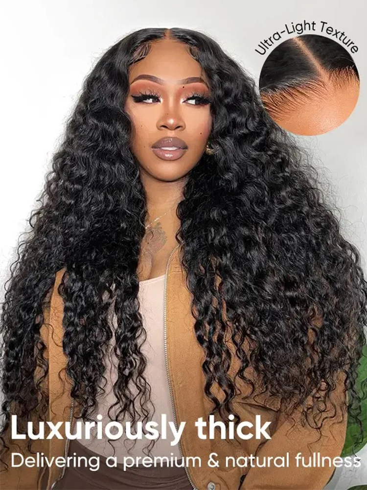 Willow Bleached Knots Glueless Water Wave 13x6 Lace Front Human Hair Wigs With Drawstring Pre Plucked