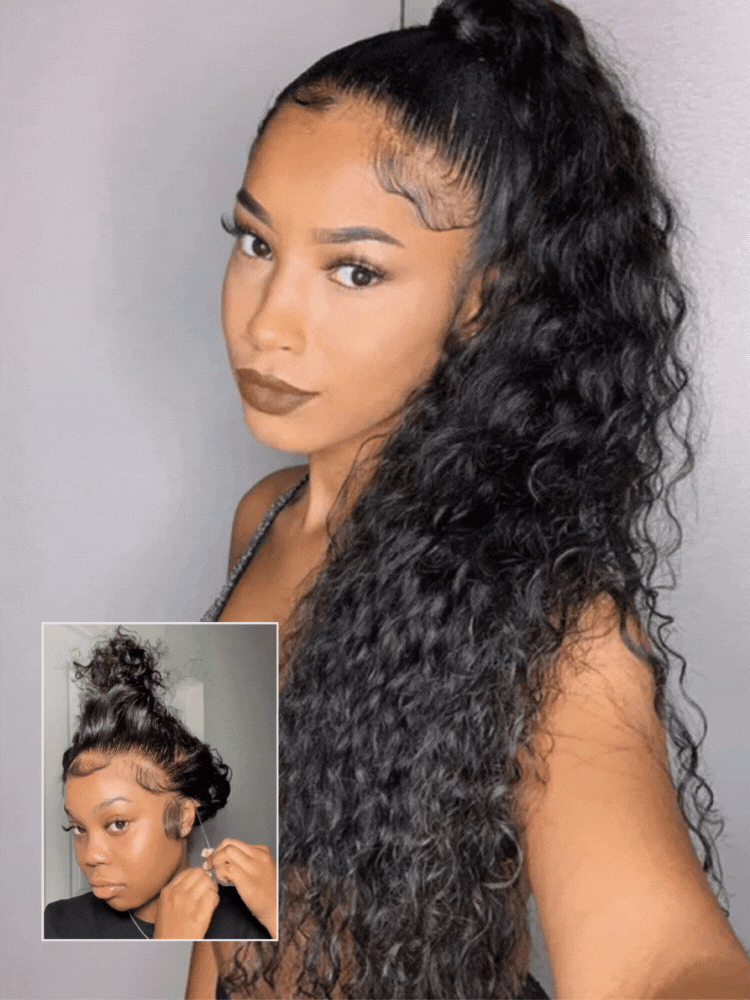 Yara Deep Wave 360 Full Lace Frontal Wigs Pre Plucked Bleached Knots with Drawstring Glueless Wigs