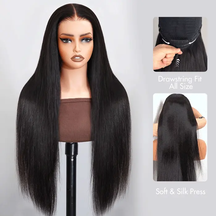 Lydia 13x6 Glueless Ready to Go Straight Wig With Drawstring 250% Pre Everything 13x4 Lace Front Human Hair Wigs 