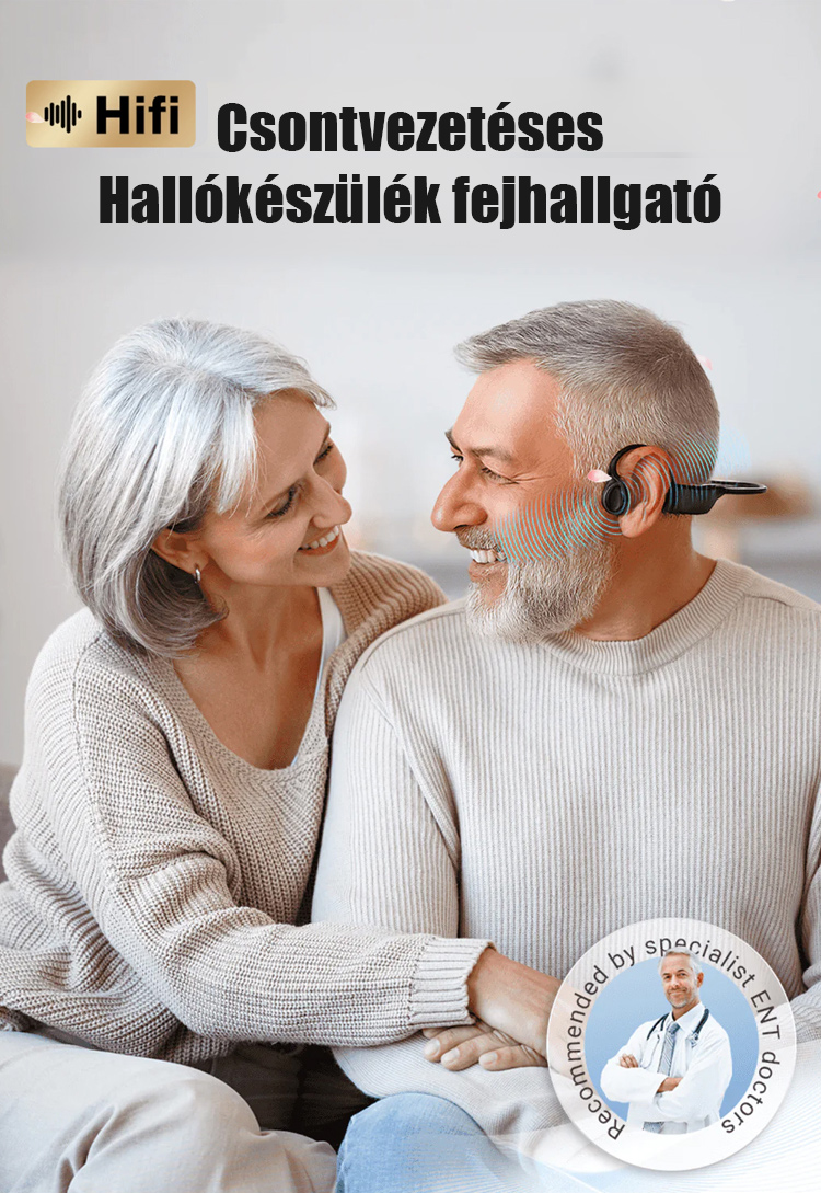 Csontvezetési Hallókészülék Bluetooth 5.0 Digitális Hallássegítő Fülhallgató Időseknek Vezeték Nélküli Zajszűrős Készülék