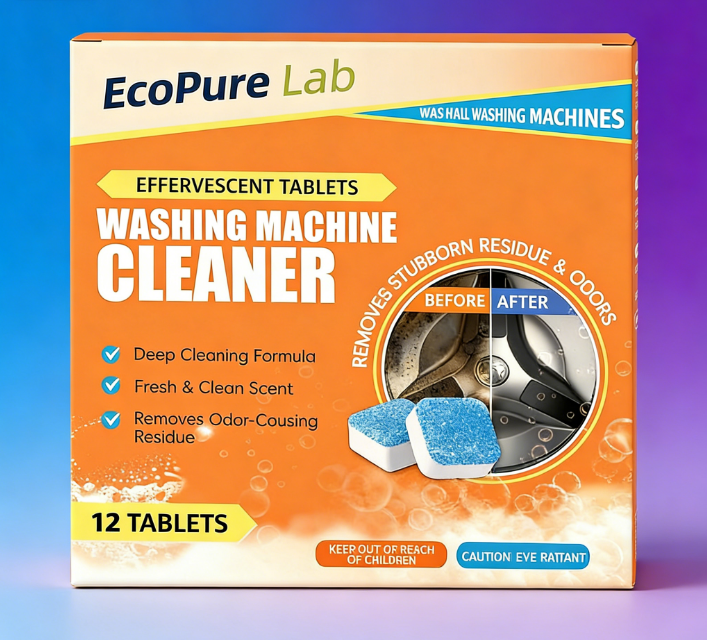 3 az 1-ben Mosógép Tisztító és Fertőtlenítő Tabletta - Vízkőoldó és Szagtalanító