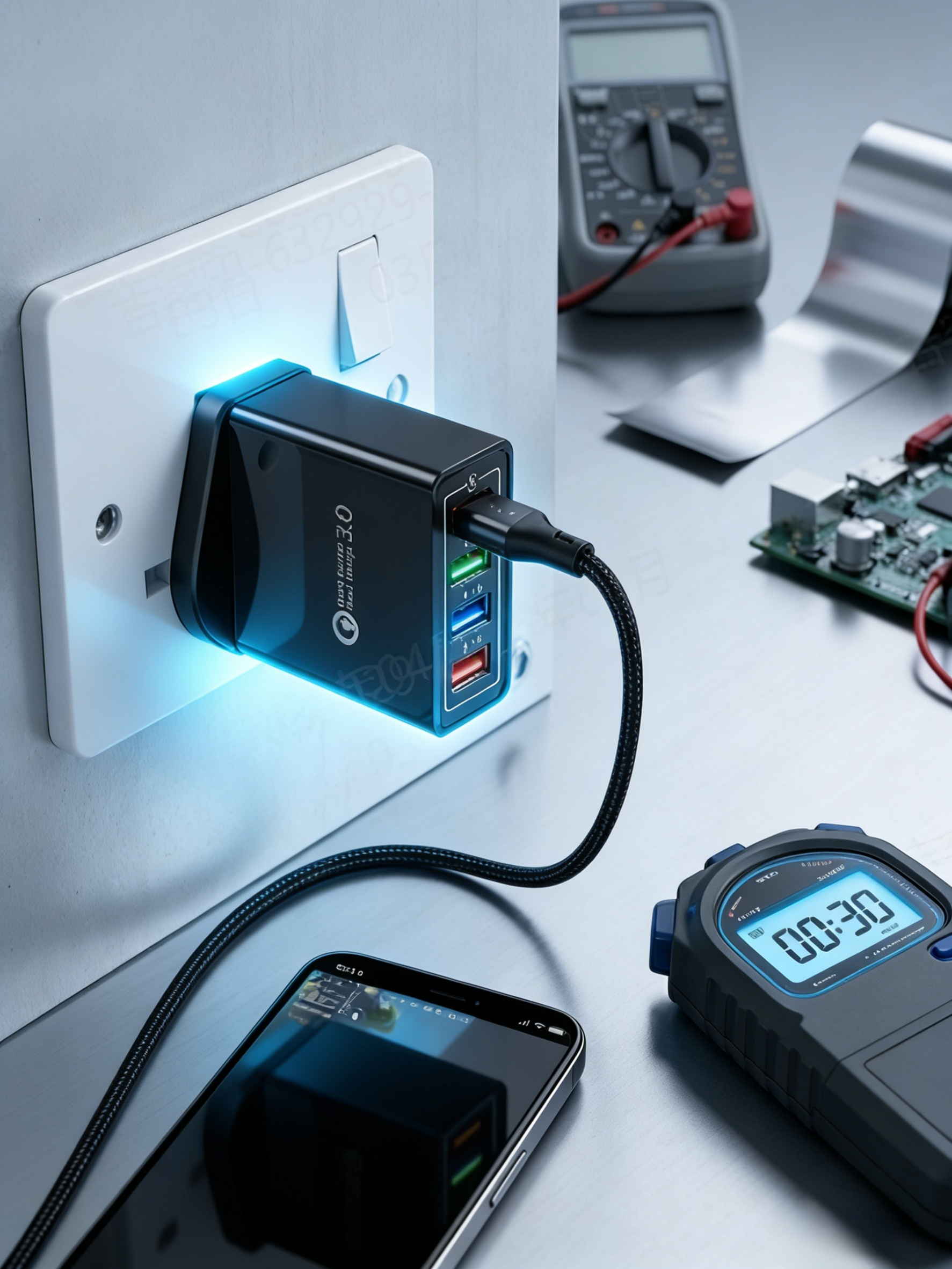 Prémium 4-Portos Intelligens Úti Töltő | Intelligens Tápellátás és Akkumulátorvédelem | Gyorstöltés Telefonhoz, Tablethez és Órához | Kompakt Kialakítás Mindennapi Használatra