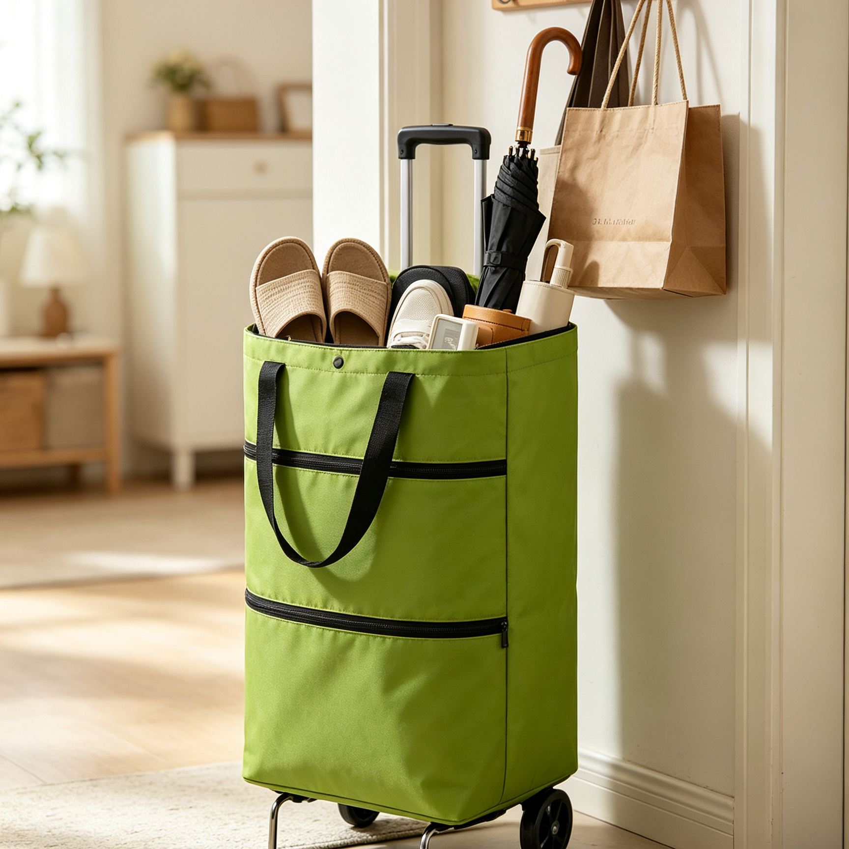 Összecsukható Gurulós Bevásárlótáska és Válltáska 2 az 1-ben