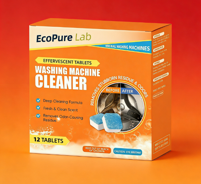 3 az 1-ben Mosógép Tisztító és Fertőtlenítő Tabletta - Vízkőoldó és Szagtalanító