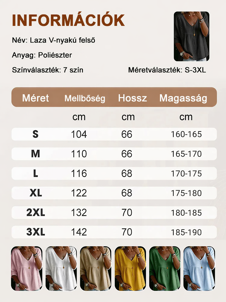 Női csipkés felső | V-nyakú blúz | Háromnegyedes ujjú ing | Romantikus női ruha | Elegáns tavaszi felső | Lágy esésű blúz | Csipkeszegélyes divat