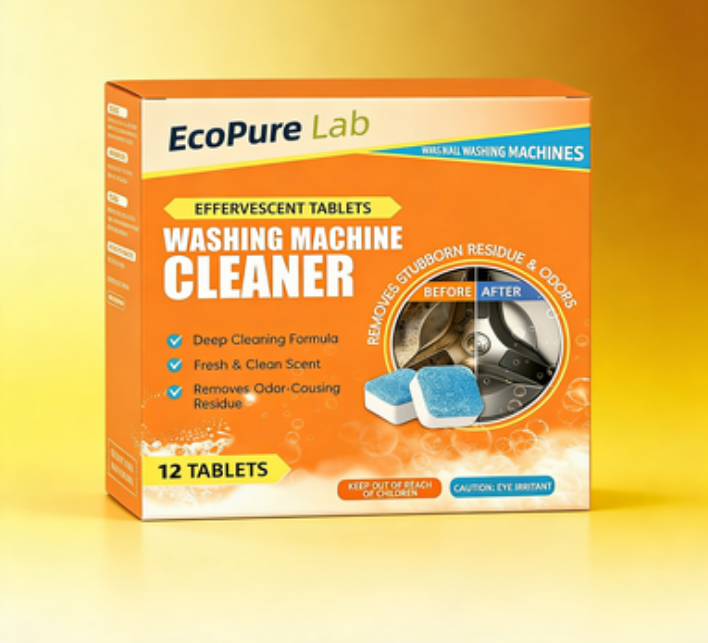 3 az 1-ben Mosógép Tisztító és Fertőtlenítő Tabletta - Vízkőoldó és Szagtalanító