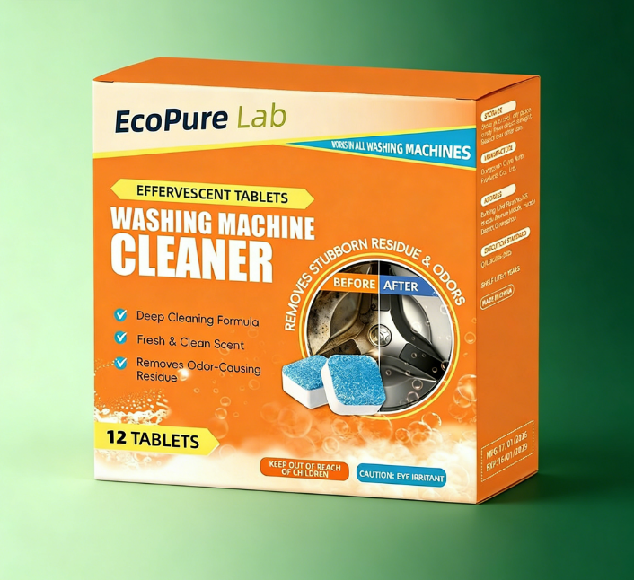 3 az 1-ben Mosógép Tisztító és Fertőtlenítő Tabletta - Vízkőoldó és Szagtalanító