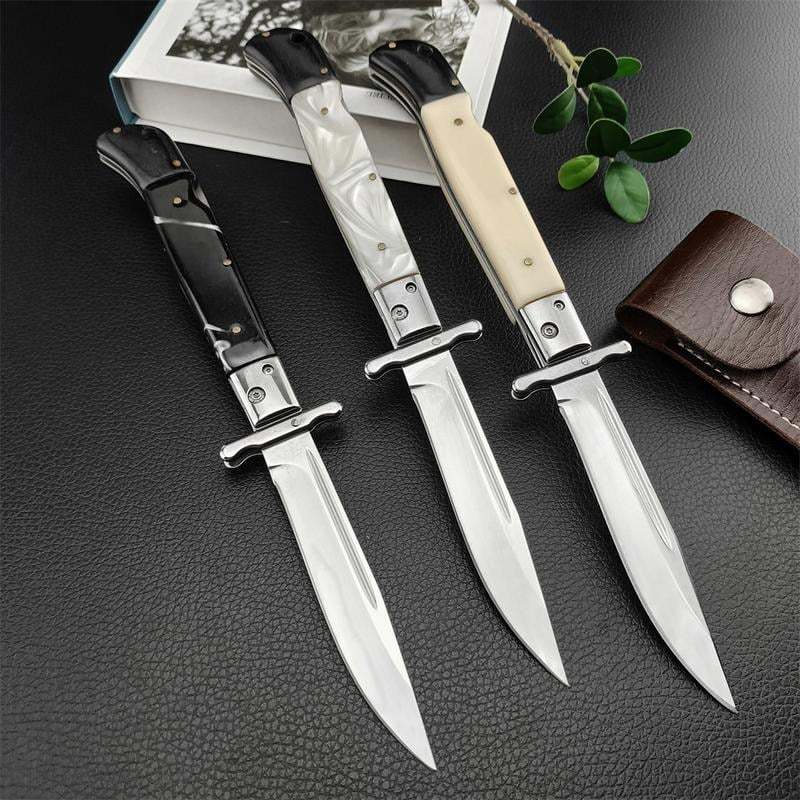 440C Stainless Steel Outdoor Folding Knife 4.1-Inch with Durable Shell Resin Handle