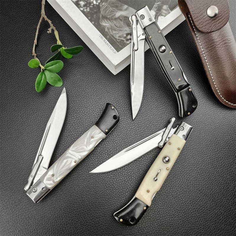 440C Stainless Steel Outdoor Folding Knife 4.1-Inch with Durable Shell Resin Handle