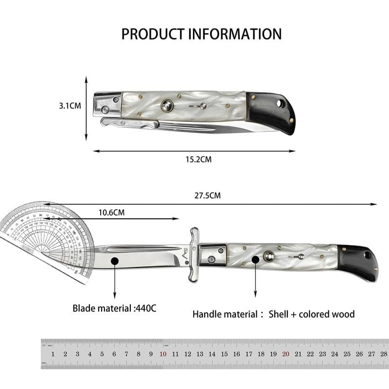 440C Stainless Steel Outdoor Folding Knife 4.1-Inch with Durable Shell Resin Handle