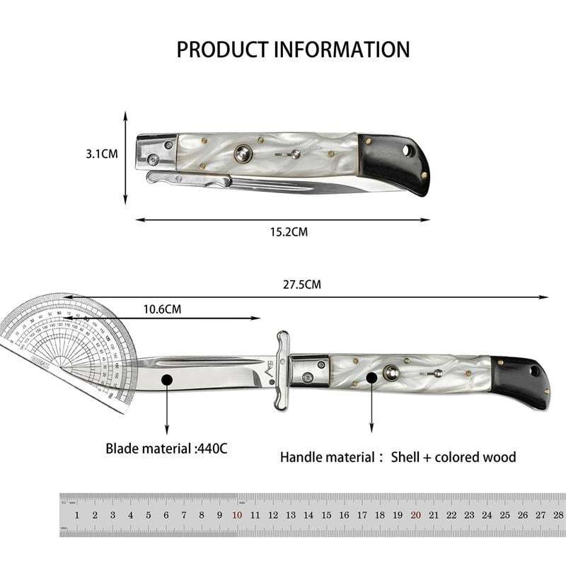440C Stainless Steel Outdoor Folding Knife 4.1-Inch with Durable Shell Resin Handle