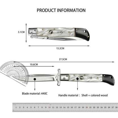440C Stainless Steel Outdoor Folding Knife 4.1-Inch with Durable Shell Resin Handle