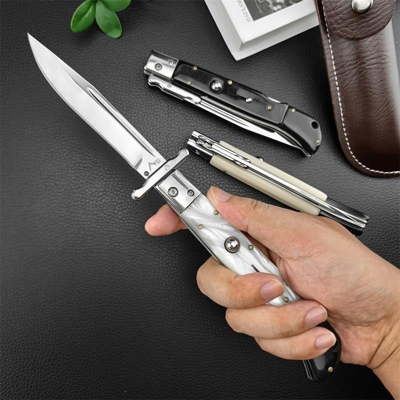 440C Stainless Steel Outdoor Folding Knife 4.1-Inch with Durable Shell Resin Handle