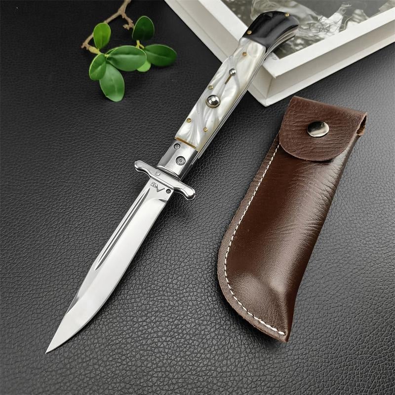 440C Stainless Steel Outdoor Folding Knife 4.1-Inch with Durable Shell Resin Handle
