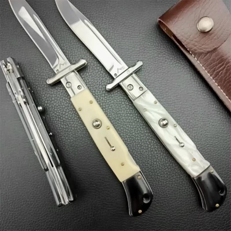 440C Stainless Steel Outdoor Folding Knife 4.1-Inch with Durable Shell Resin Handle
