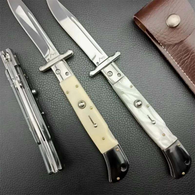 440C Stainless Steel Outdoor Folding Knife 4.1-Inch with Durable Shell Resin Handle