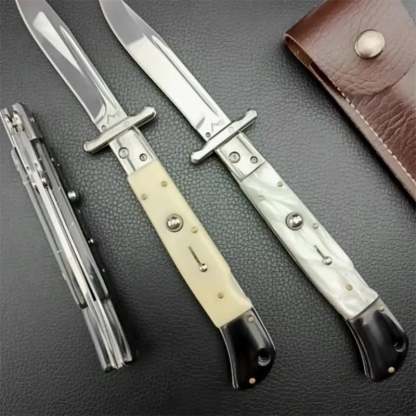 440C Stainless Steel Outdoor Folding Knife 4.1-Inch with Durable Shell Resin Handle