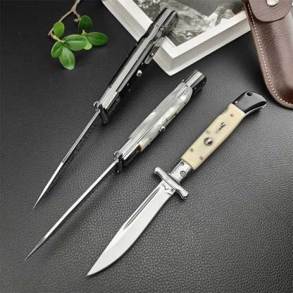 440C Stainless Steel Outdoor Folding Knife 4.1-Inch with Durable Shell Resin Handle