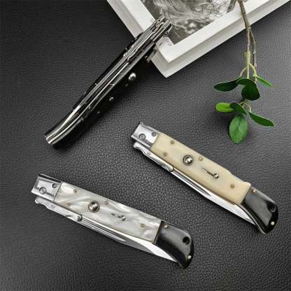 440C Stainless Steel Outdoor Folding Knife 4.1-Inch with Durable Shell Resin Handle