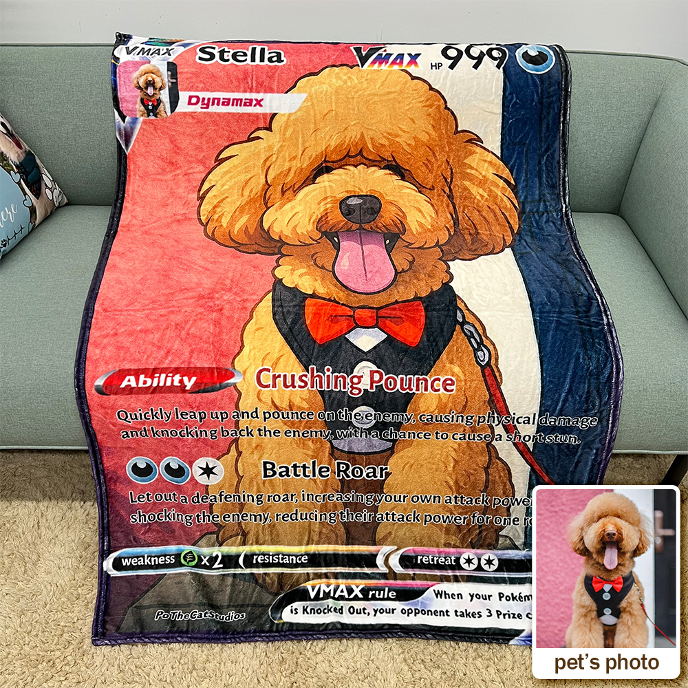 Custom Anime Pet Pokecard Blanket, TCG V/Vmax/VSTAR/EX/GX/TRAINER Blanket