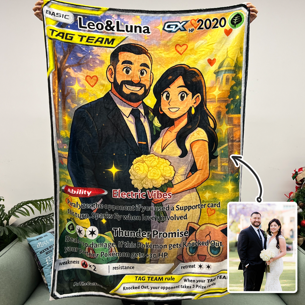 Custom Anime Couples Blanket, TCG V/Vmax/VSTAR/EX/GX/TRAINER Card Blanket