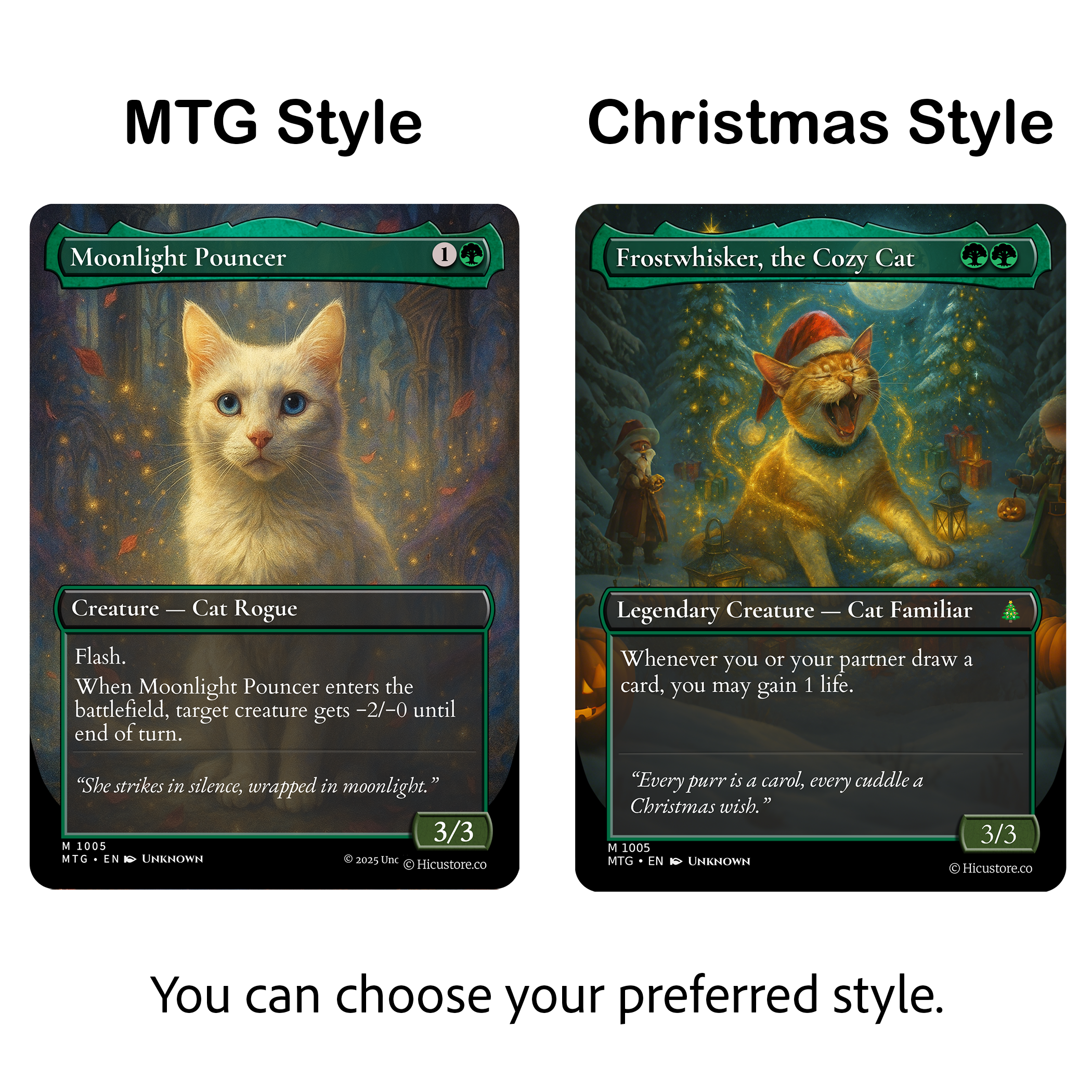 Limited Time 50% OFF-Custom Magic-Style MTG Pet Art Card | Christmas & Thanksgiving Designs | Hand-Drawn Look