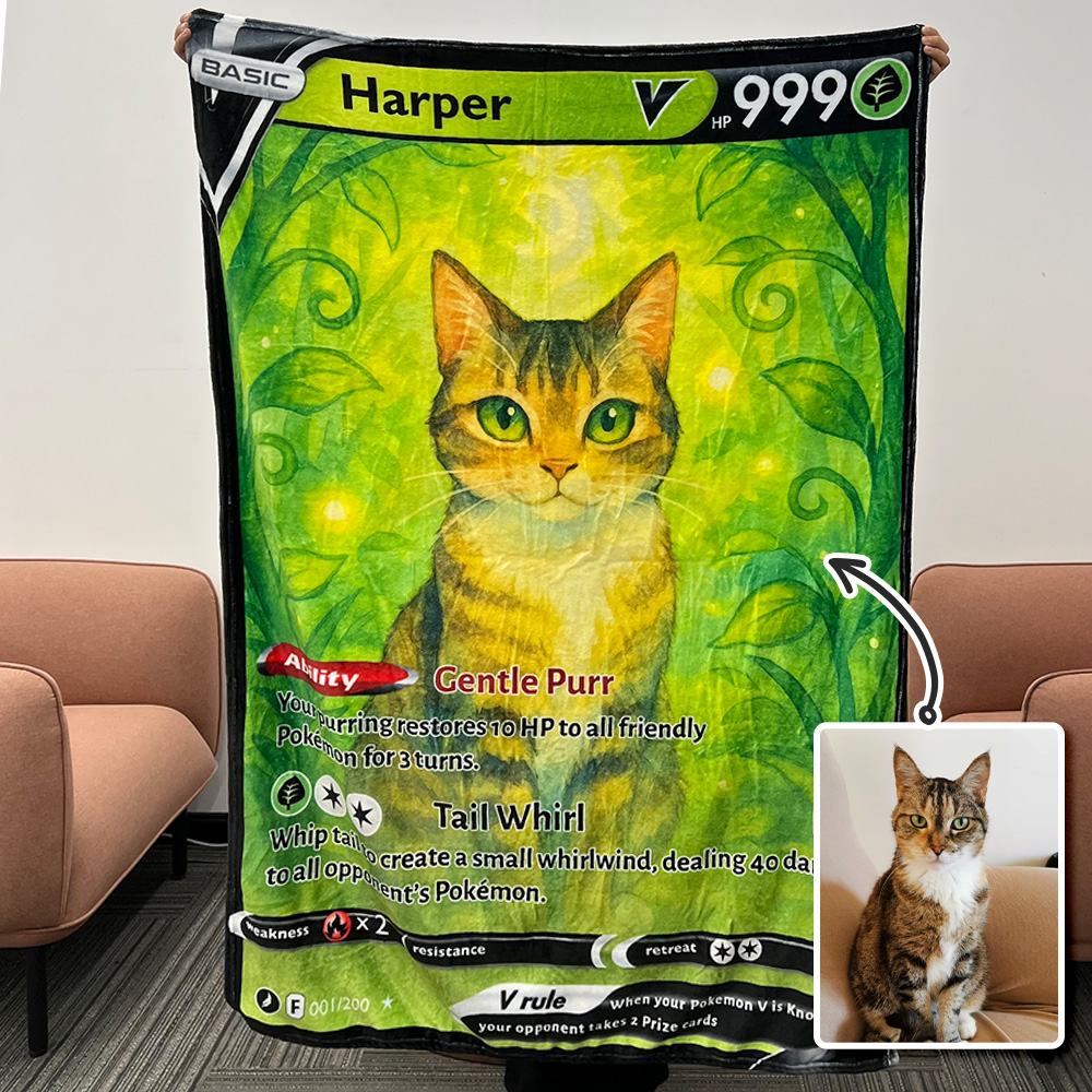 Custom Anime Pet Pokecard Blanket, TCG V/Vmax/VSTAR/EX/GX/TRAINER Blanket