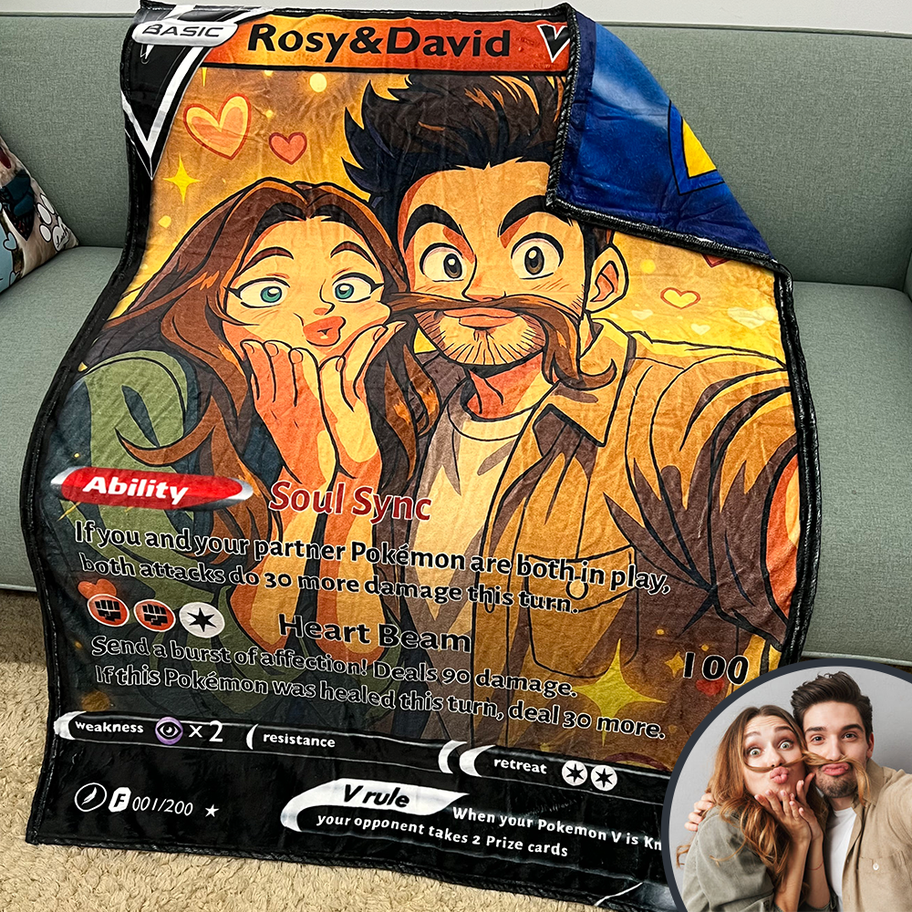 Custom Anime Couples Blanket, TCG V/Vmax/VSTAR/EX/GX/TRAINER Card Blanket