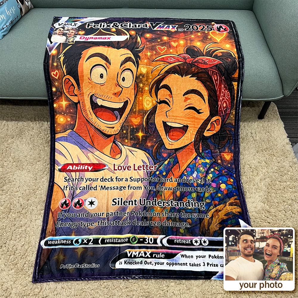 Custom Anime Couples Blanket, TCG V/Vmax/VSTAR/EX/GX/TRAINER Card Blanket