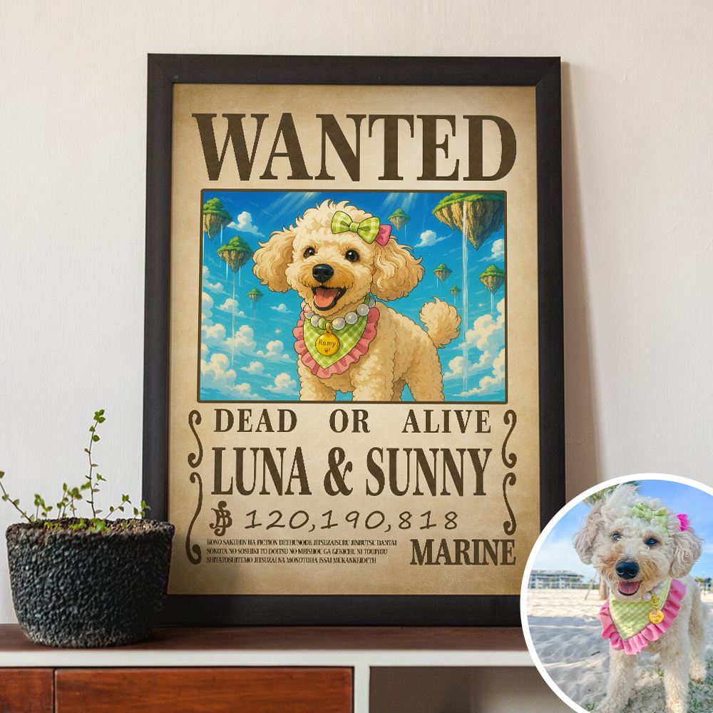Custom Pet Anime Wanted Portrait, Pirate Theme Frame Gift⚓