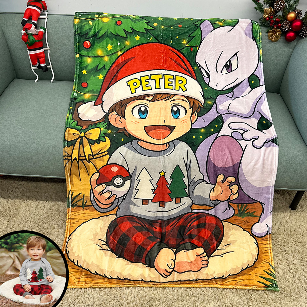 Custom Anime Kid Portrait Blanket