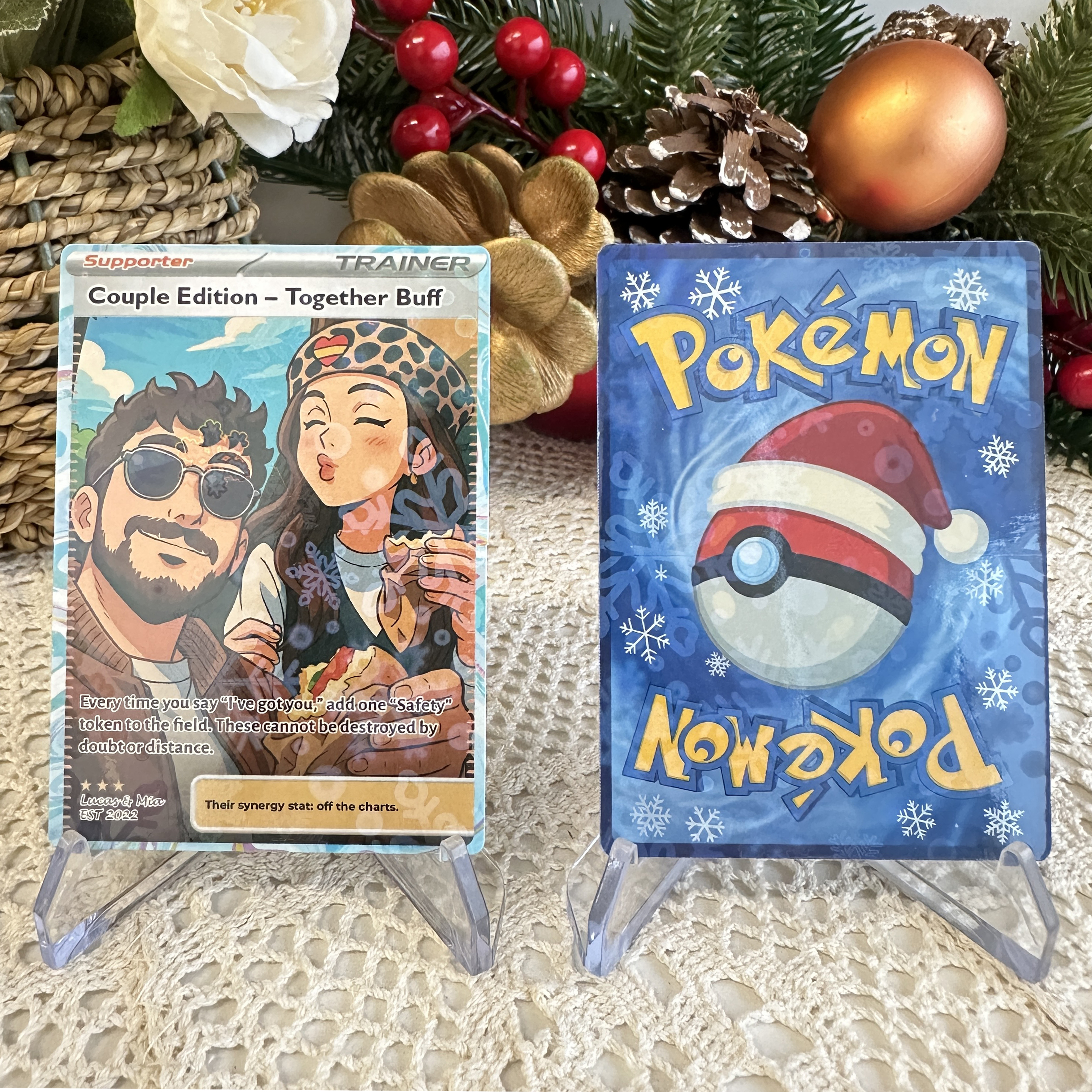 Custom Anime PokeLove Trainer Card Christmas Gift For Couples
