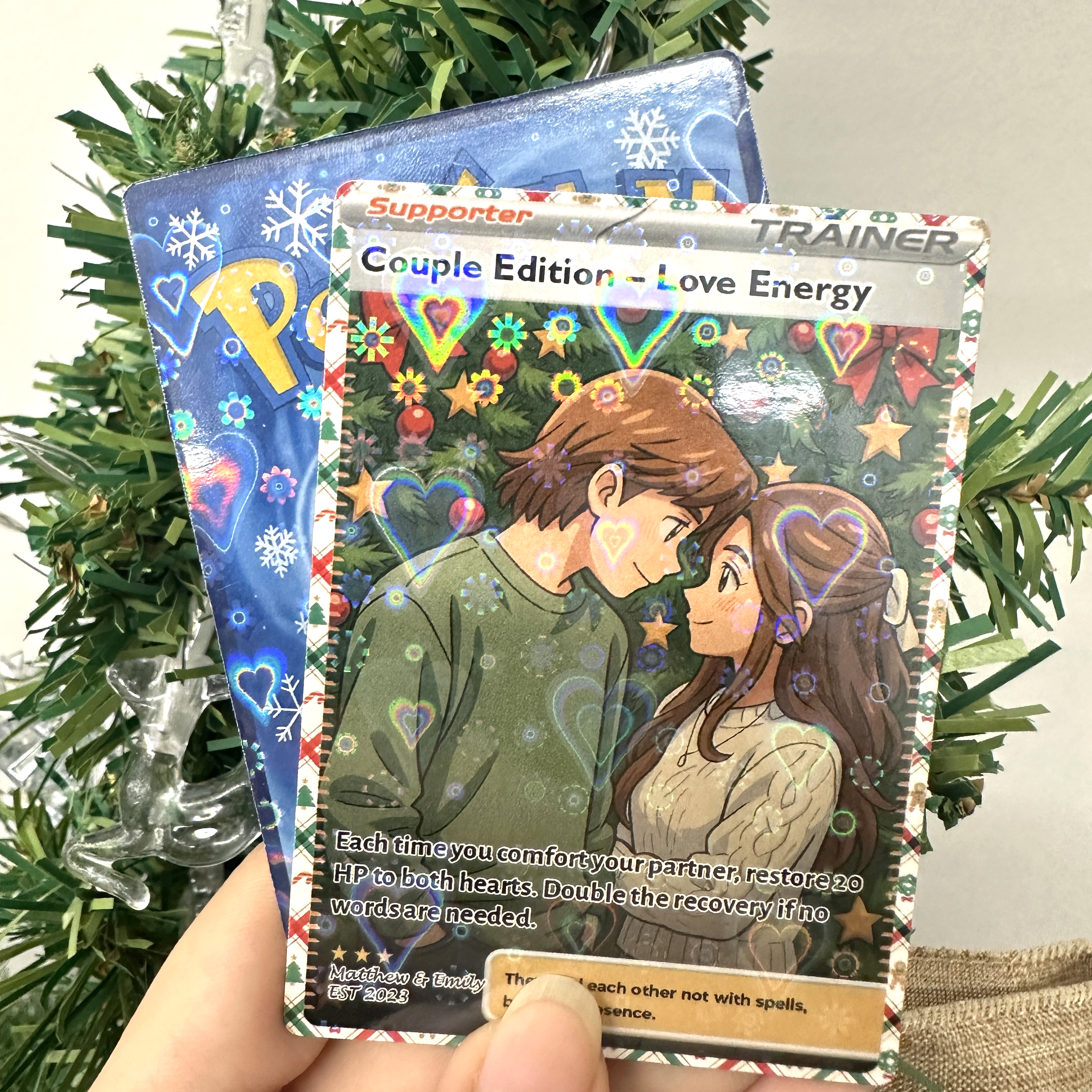 Custom Anime PokeLove Trainer Card Christmas Gift For Couples