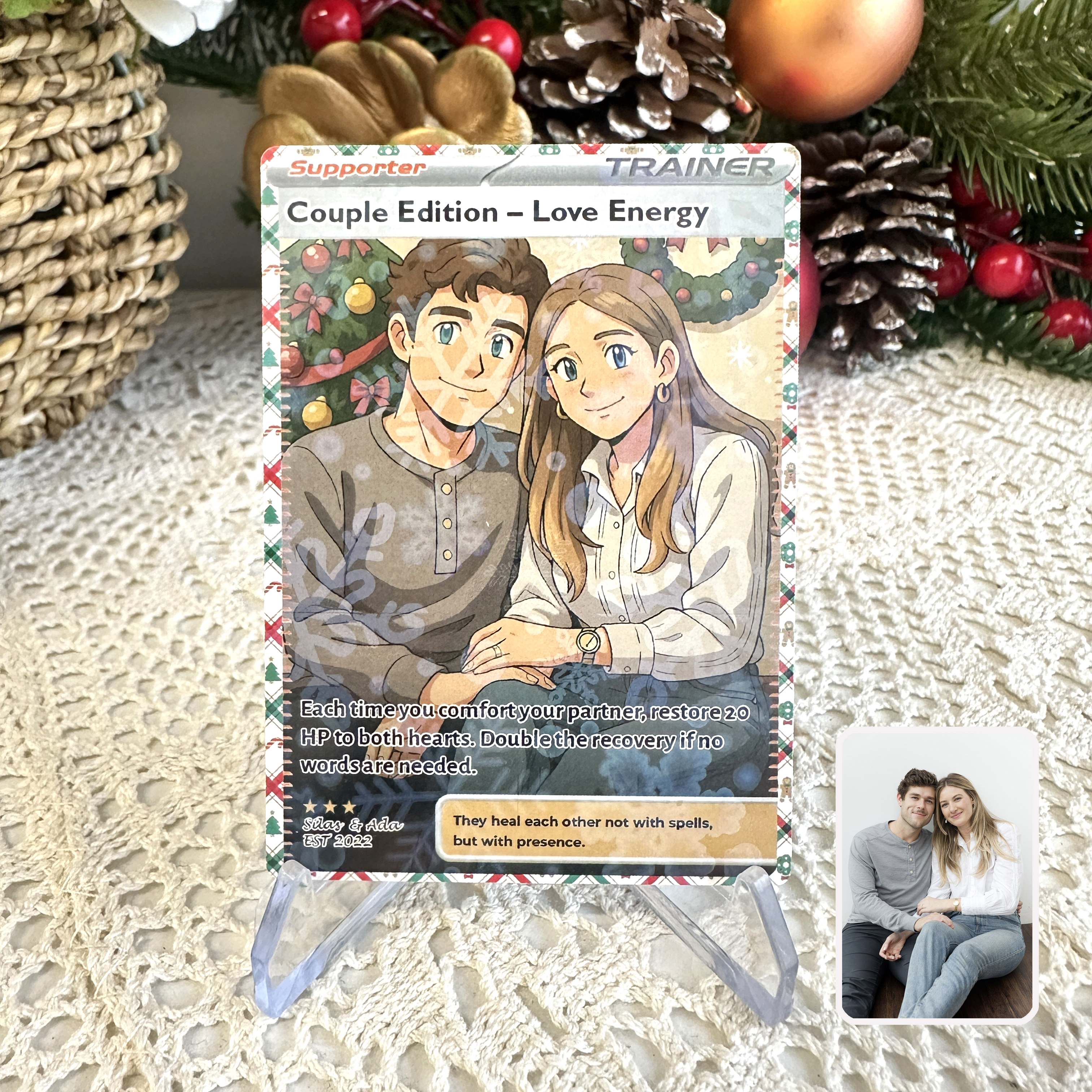 Custom Anime PokeLove Trainer Card Christmas Gift For Couples