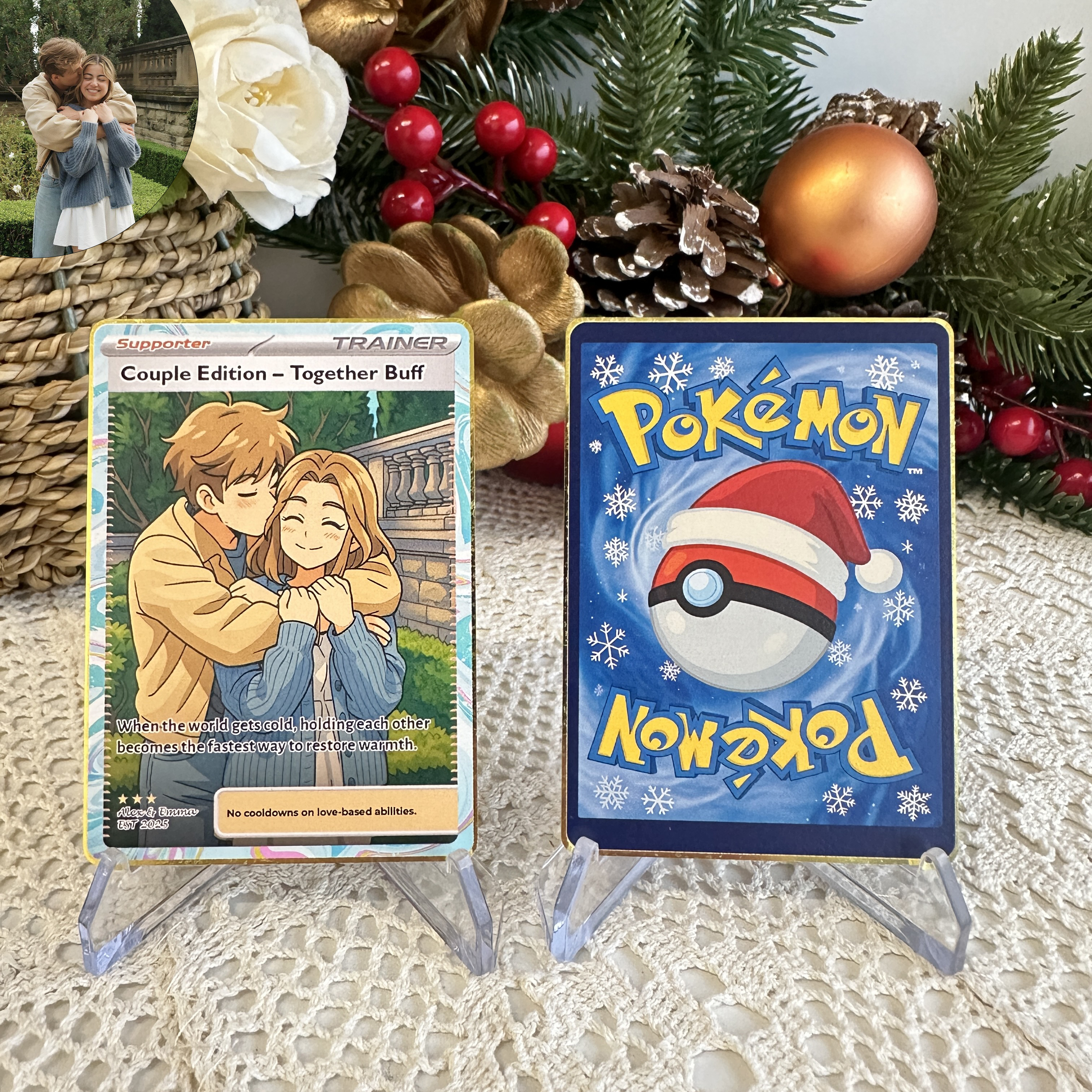 Custom Anime PokeLove Trainer Card Christmas Gift For Couples