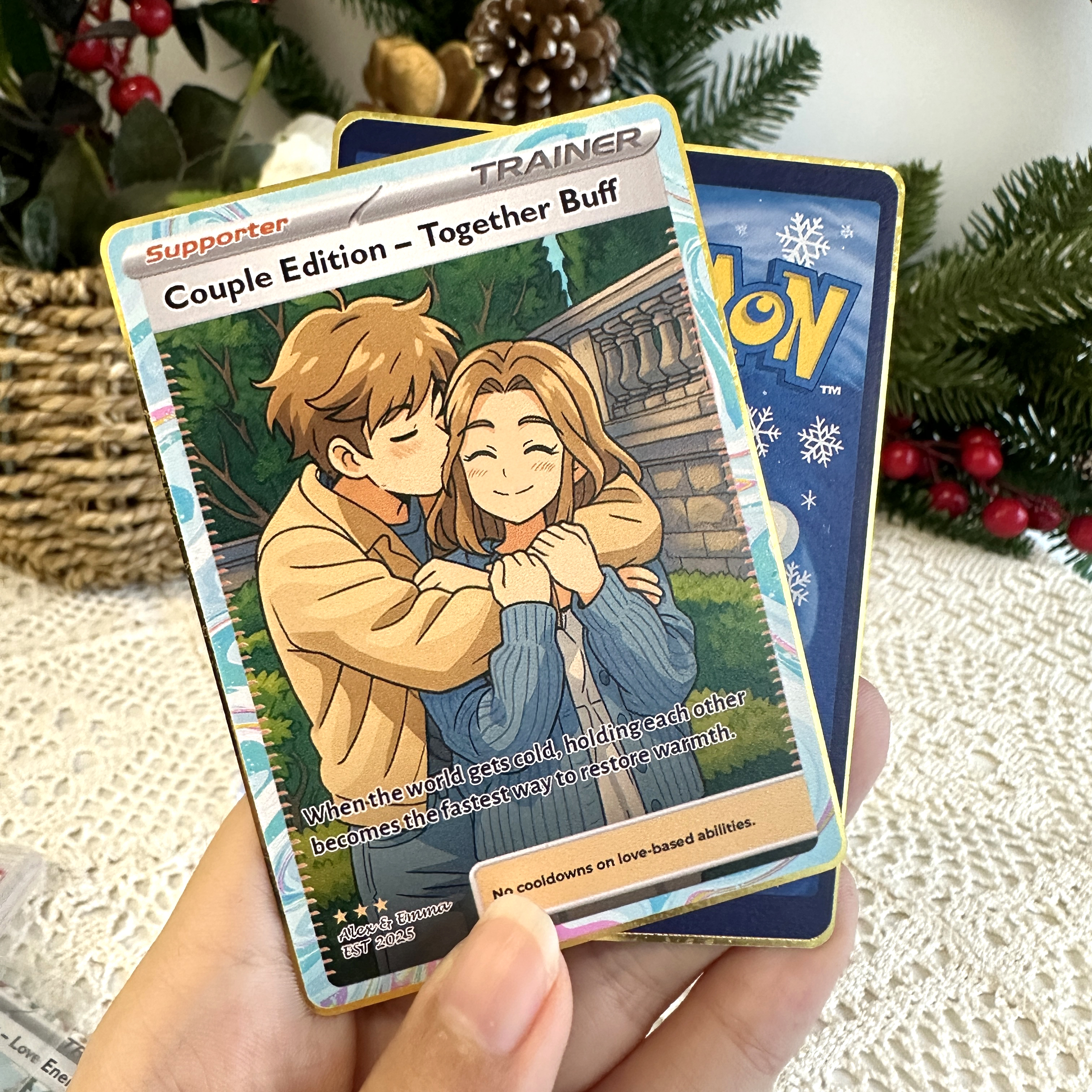 Custom Anime PokeLove Trainer Card Christmas Gift For Couples