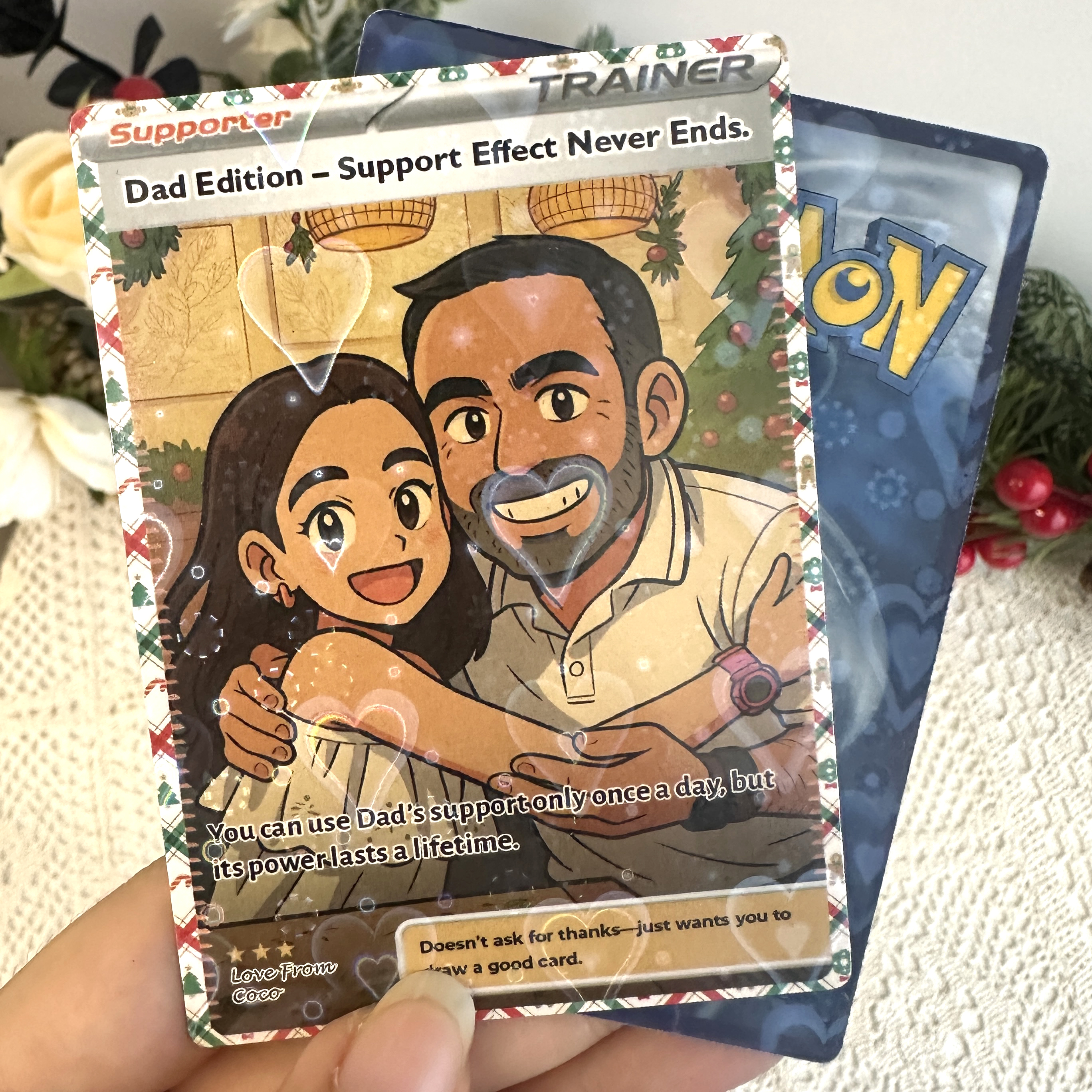 Custom Anime Dad Supporter Trainer Card Christmas Edition Pokecard