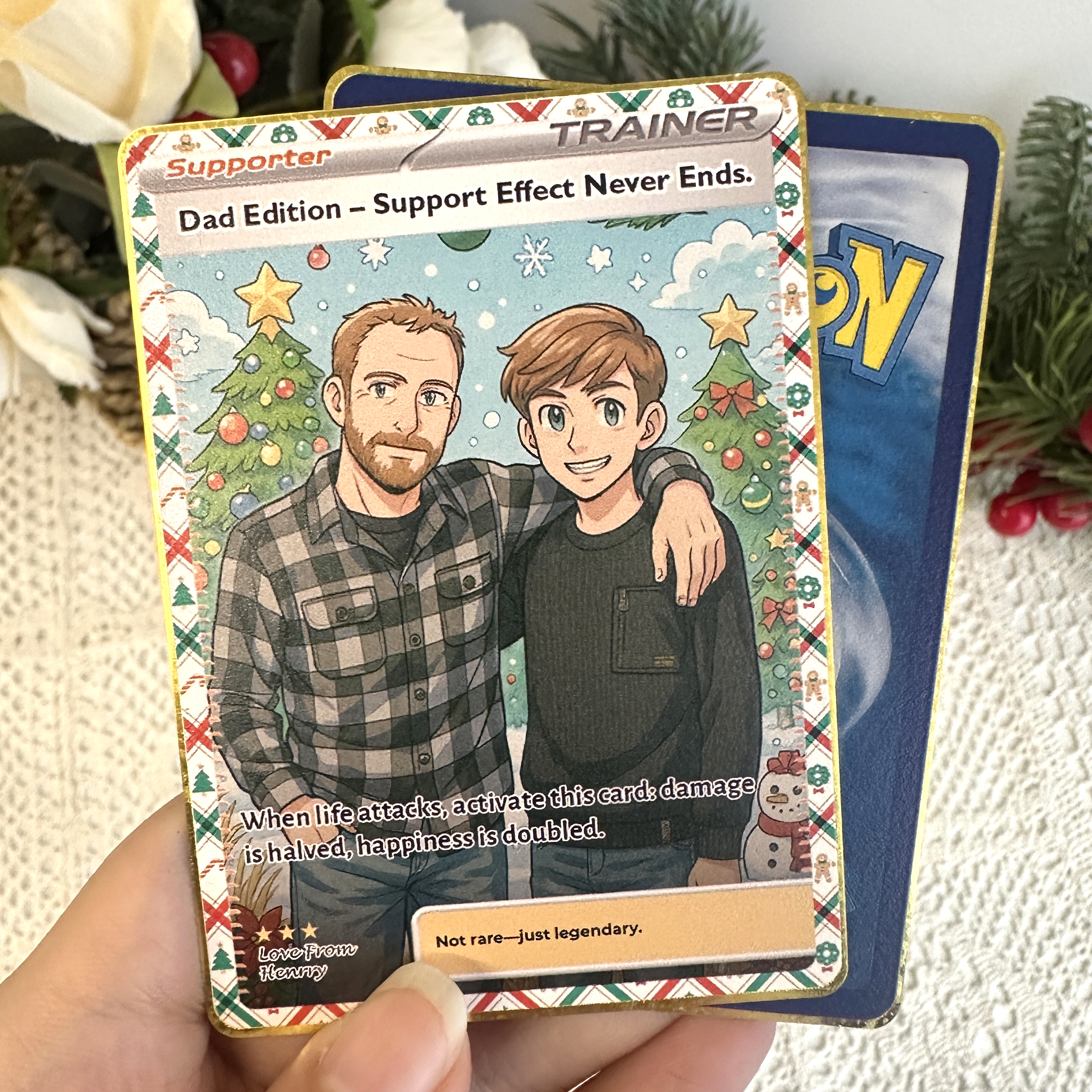 Custom Anime Dad Supporter Trainer Card Christmas Edition Pokecard