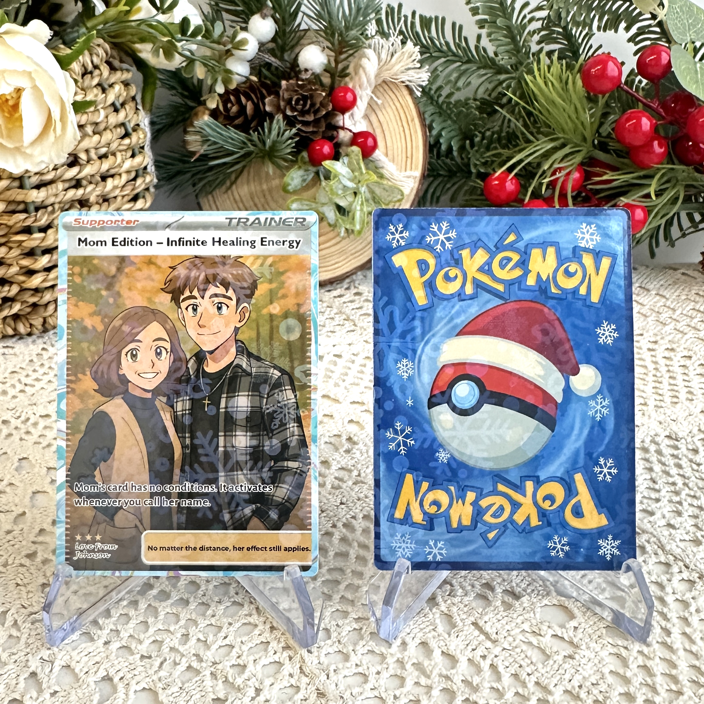 Custom Anime Mom Supporter Trainer Card Christmas Edition Pokecard